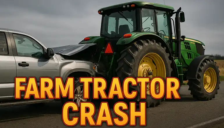 Truck strikes farm tractor on Highway 36 east of Wheeling